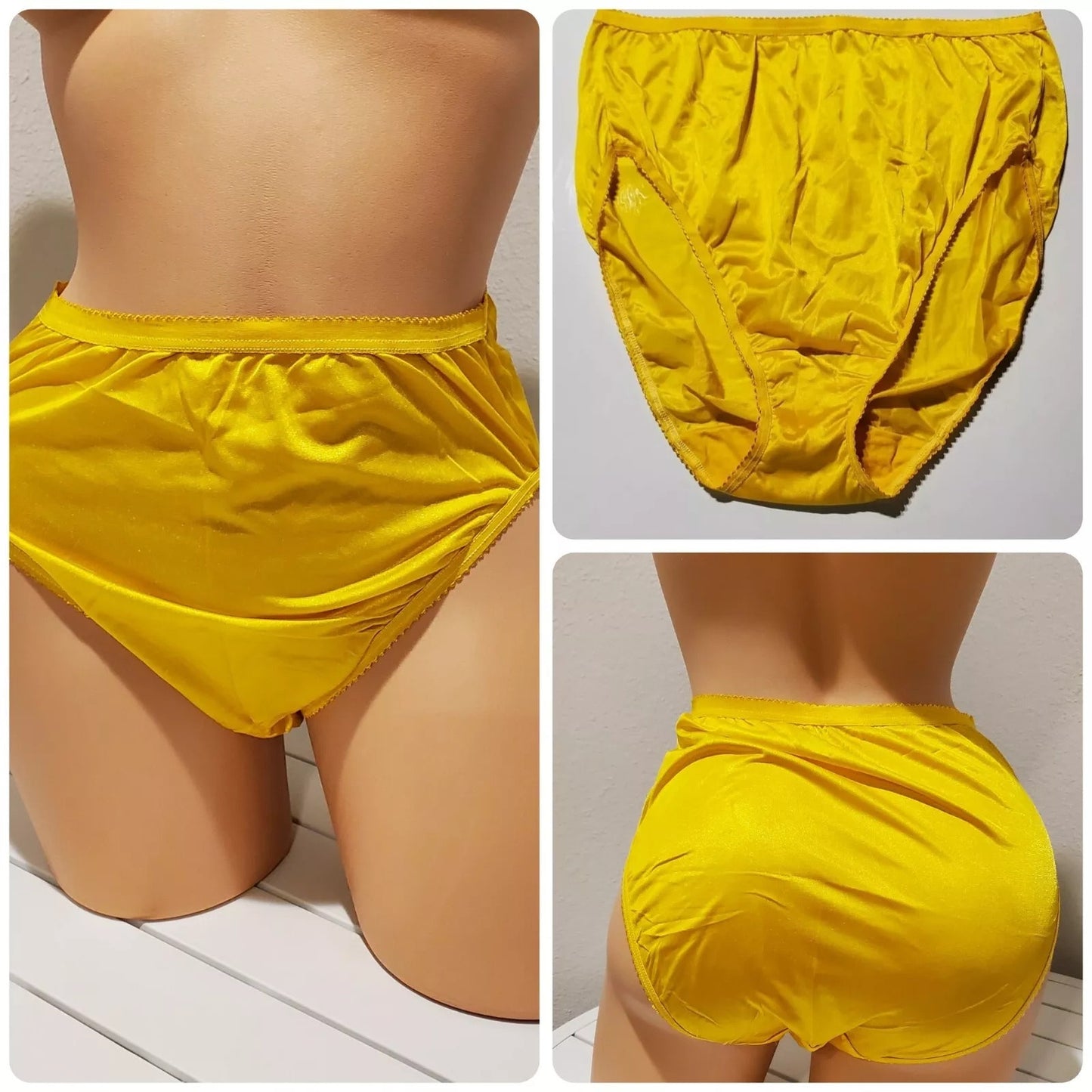 Shadowline 17842 Women's Hi Cut Panty Nylon Brief Full Coverage Carnation Yellow