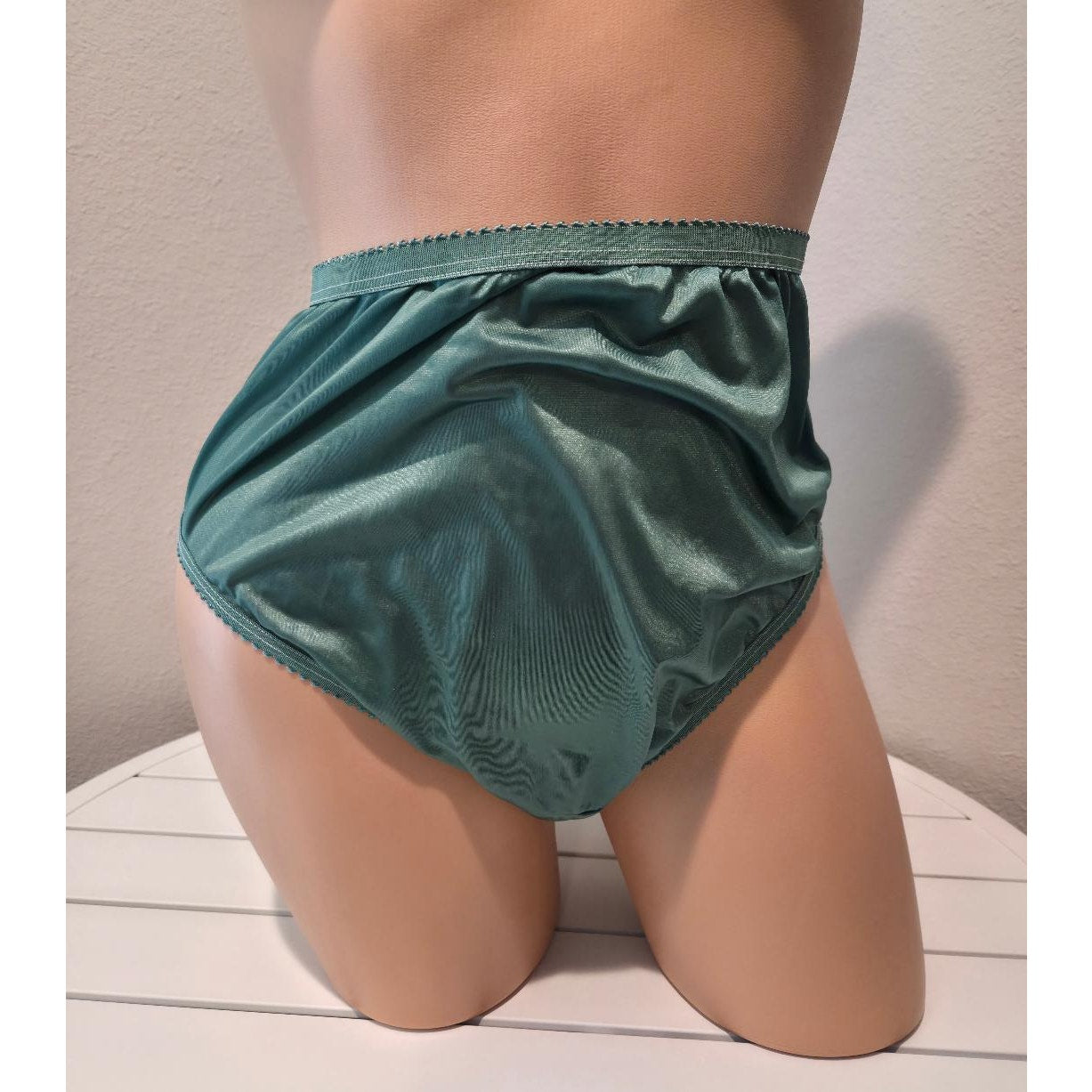 Shadowline 17842 Women's Hi Cut Panty Nylon Brief Full Coverage Forest Green