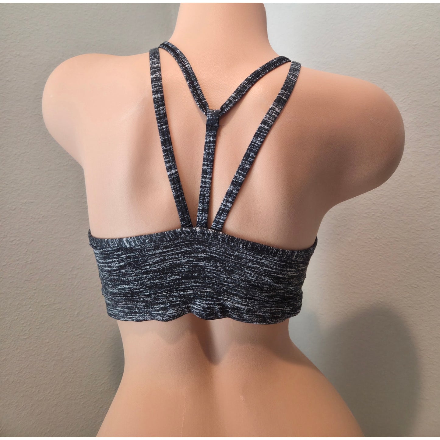 Victoria's Secret Sports Bra Marl Gray Black White Logo Sz S Discontinued
