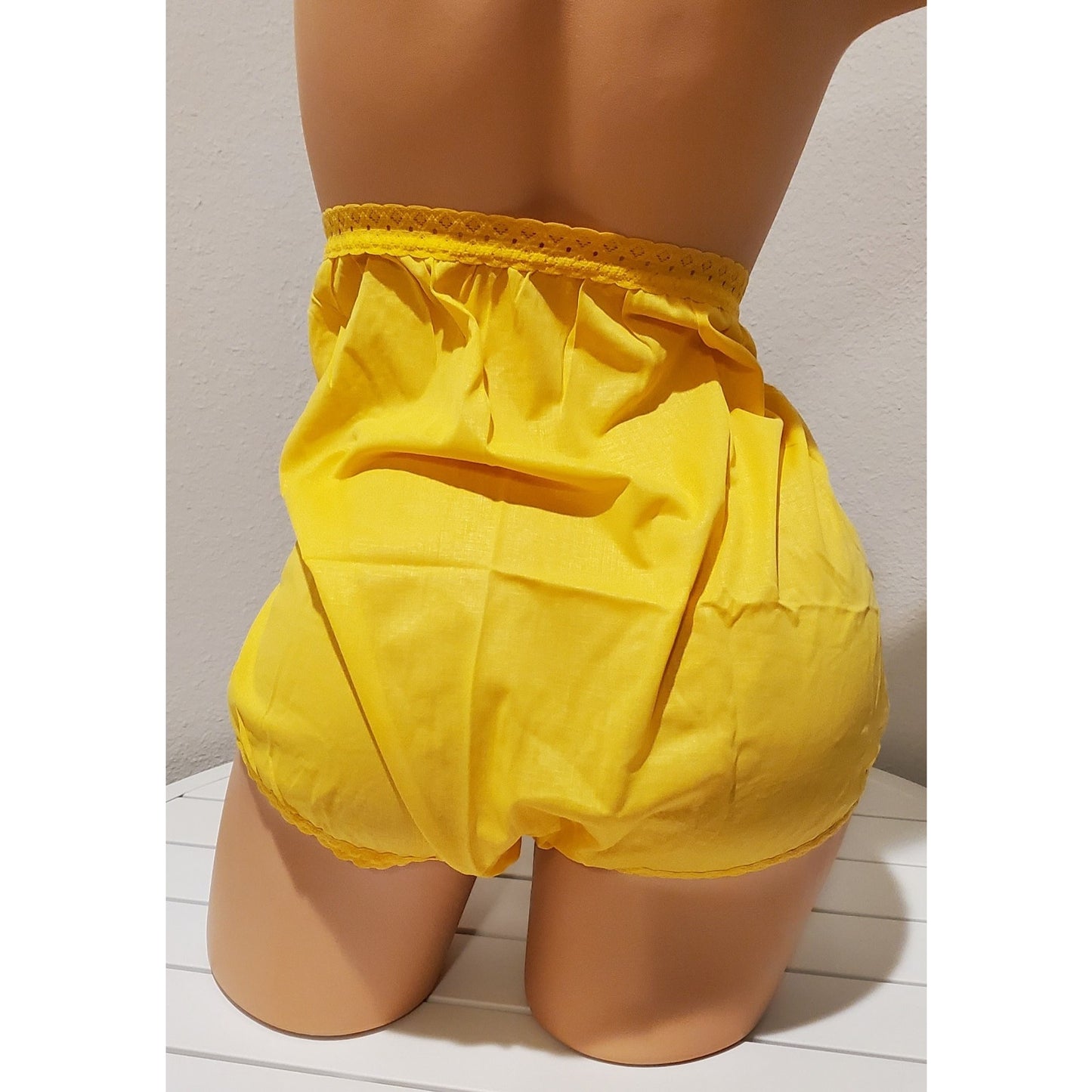 Carole Full-Cut Brief Panty Lace Trim Wide Gusset Gold Yellow 12/5XL
