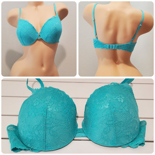 Victoria's Secret Angels Edition Vintage Nylon Blend Push Up Bra Floral Blue 36C Star Vintage And More LLC