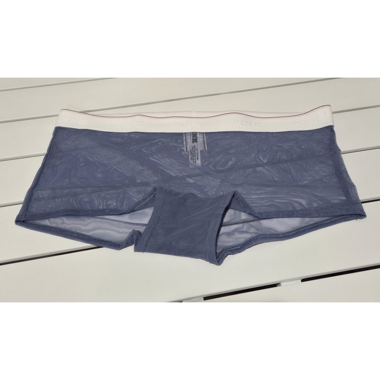 Victoria's Secret PINK Mesh Shortie Boyshort Panty Semi Sheer Blue 5/S
