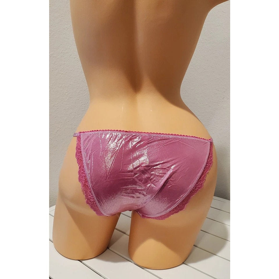 Victoria's Secret Dream Angels String Bikini Panty Shiny Lace Pink Sultry XS