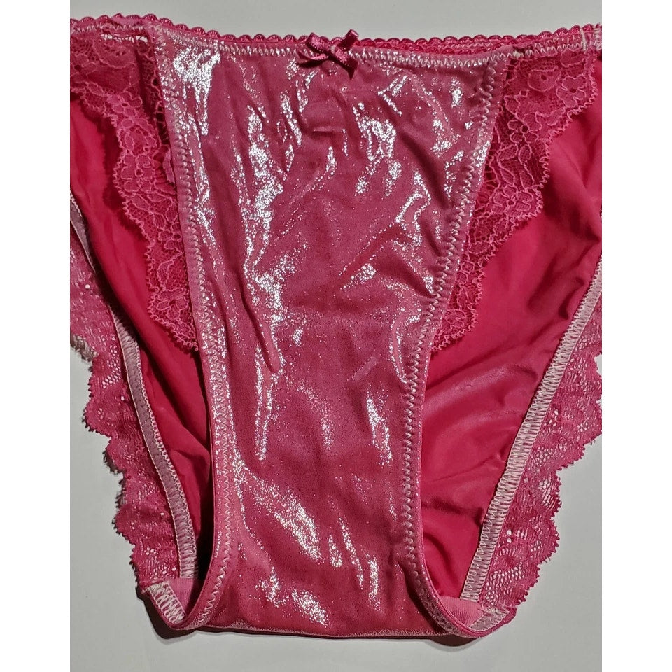 Victoria's Secret Dream Angels String Bikini Panty Shiny Lace Pink Sultry XS