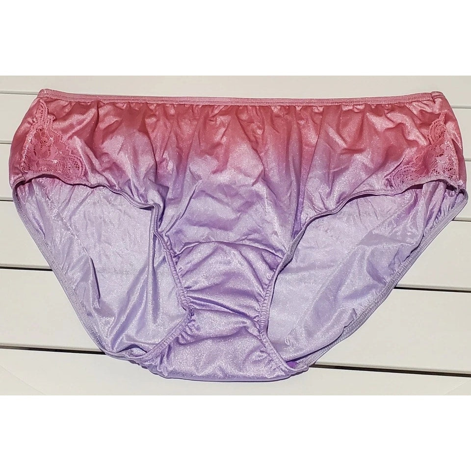 Shadowline 11182 Lace Insets Bikini Panty Nylon Very Pink Purple Static 10/3XL