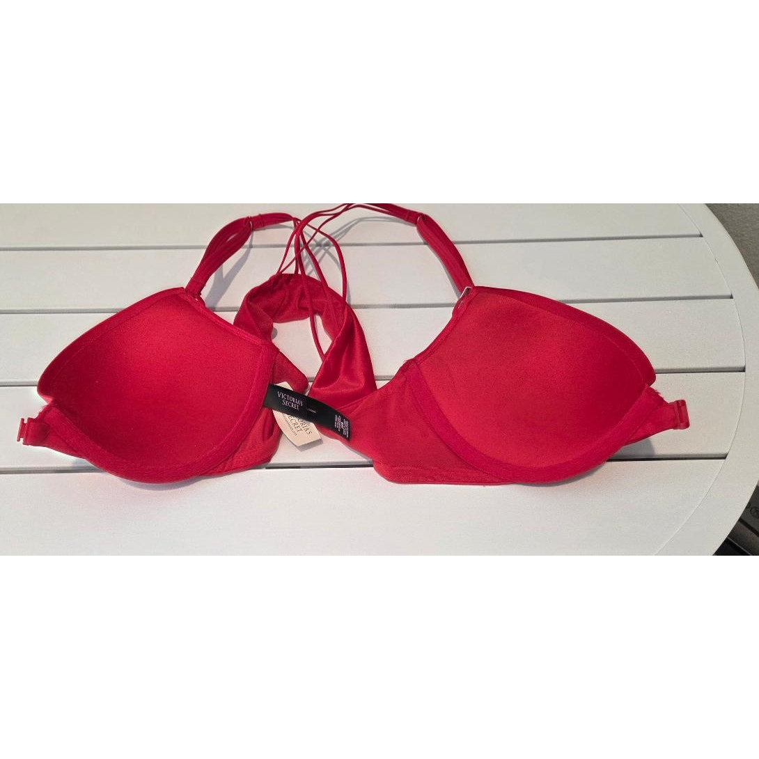 Victoria's Secret Very Sexy Vintage 2013 Push Up Bra Strappy Racerback Red 36B NWT - Star Vintage & More