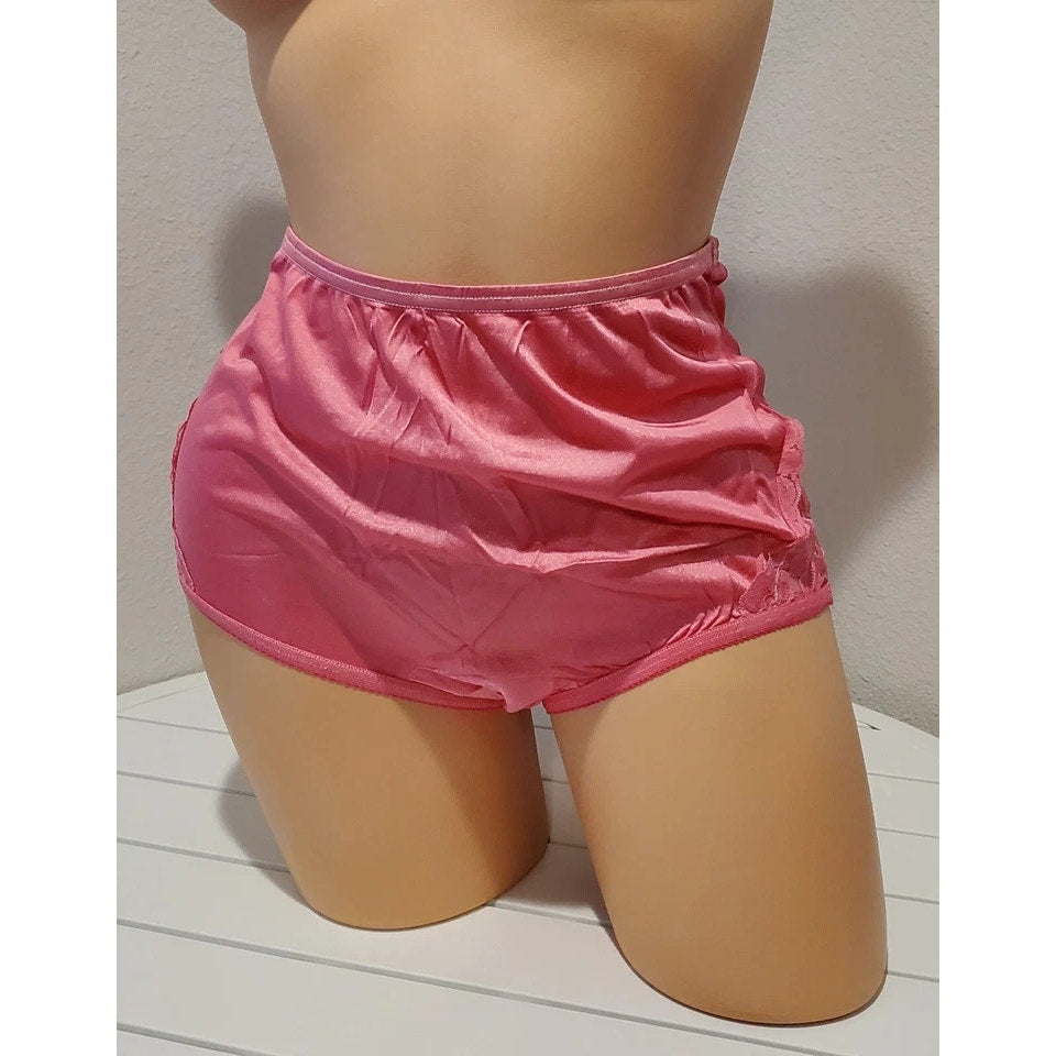 Vanity Fair Lace Nouveau Nylon Full Cut Panty Lace Shiny Azalea Pink 9/2XL
