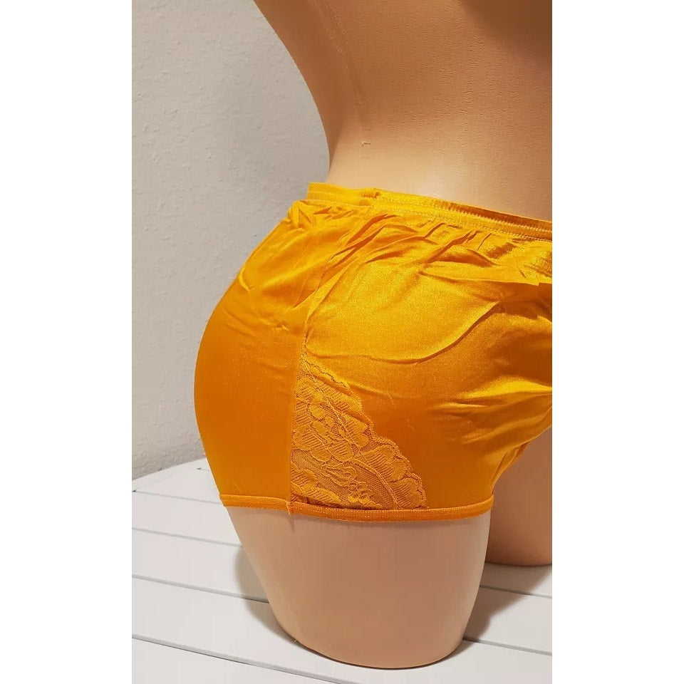 Vanity Fair Lace Nouveau Nylon Full Cut Panty Lace Shiny Neon Orange 6/M