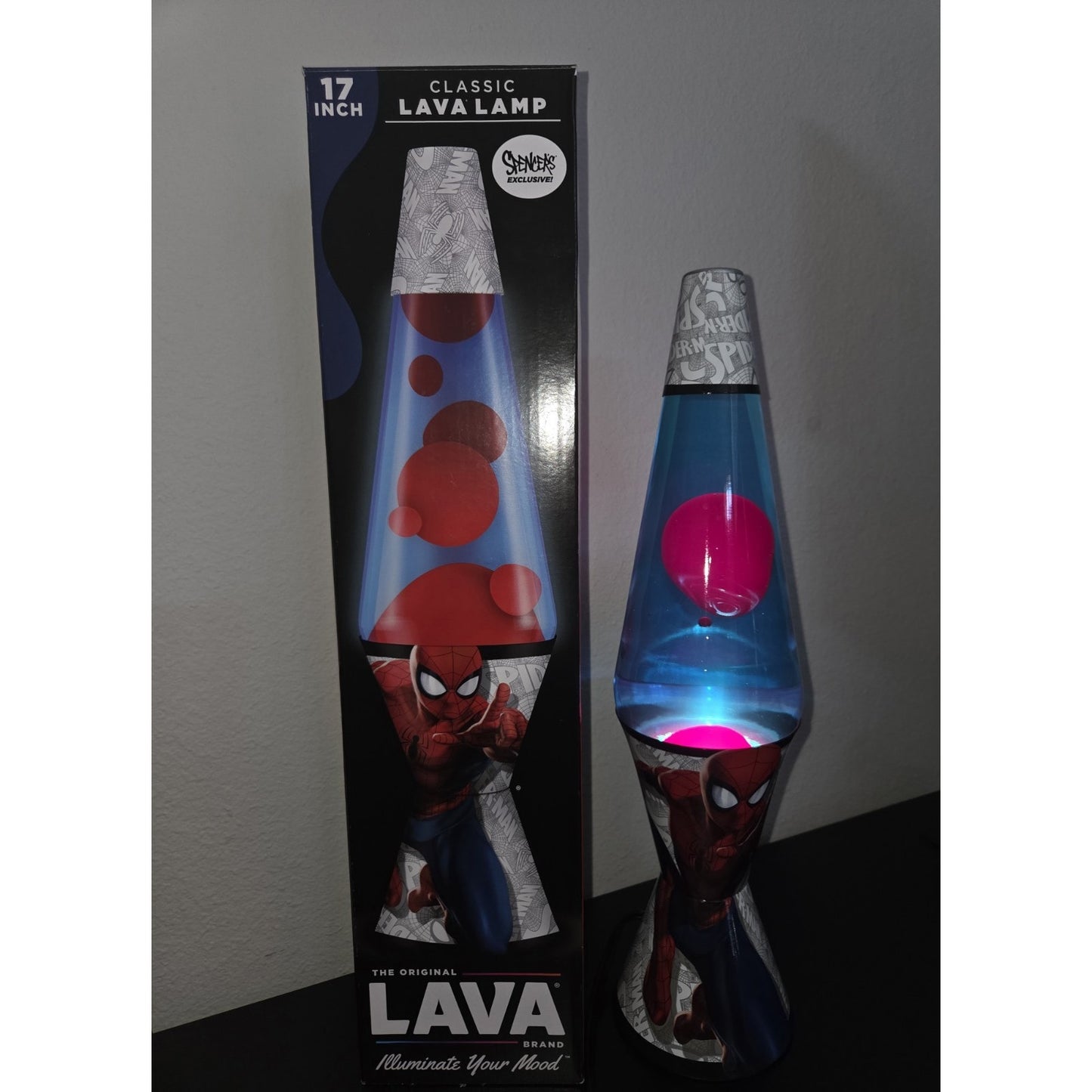 New Lava Lamp Marvel Spider-Man 17" Red Lava Blue Liquid 32 Oz Licensed