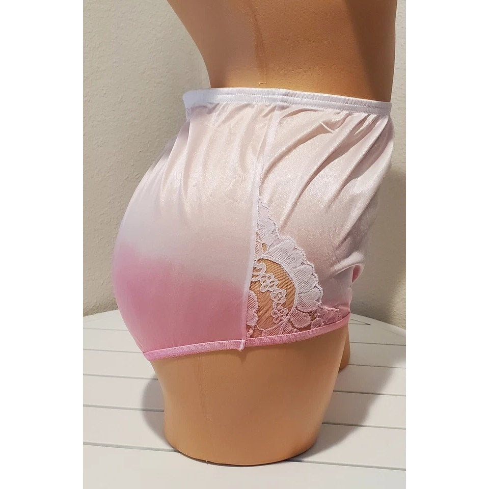 Vanity Fair Lace Nouveau Nylon Full Cut Panty Lace Shiny Ombre Magic Pink