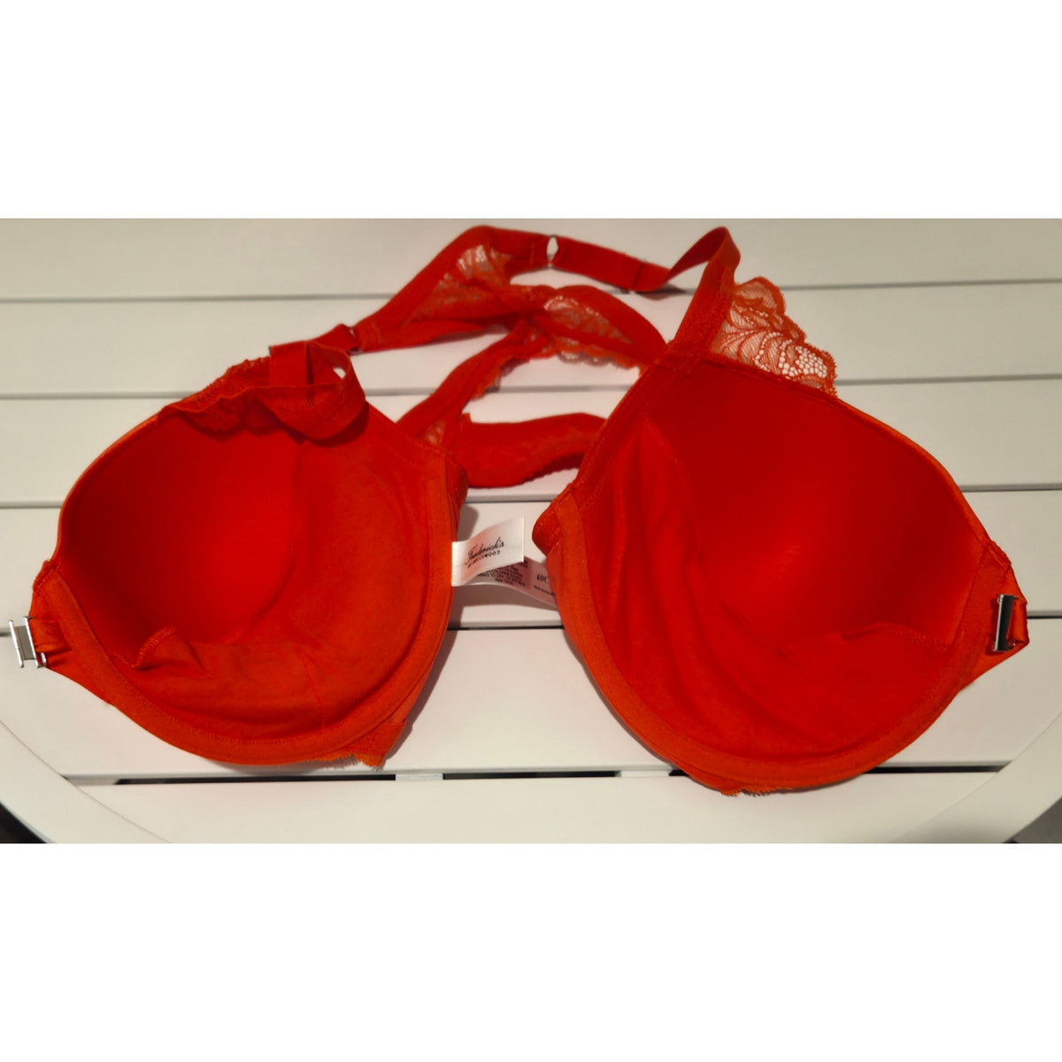 Frederick's of Hollywood Lace Push Up Bra Front Close Racerback Orange 40C