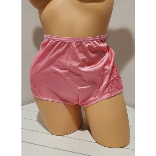 Shadowline 17082 Full Cut Brief Nylon Lace Full Cut Panty Ice Pink Star Vintage And More LLC