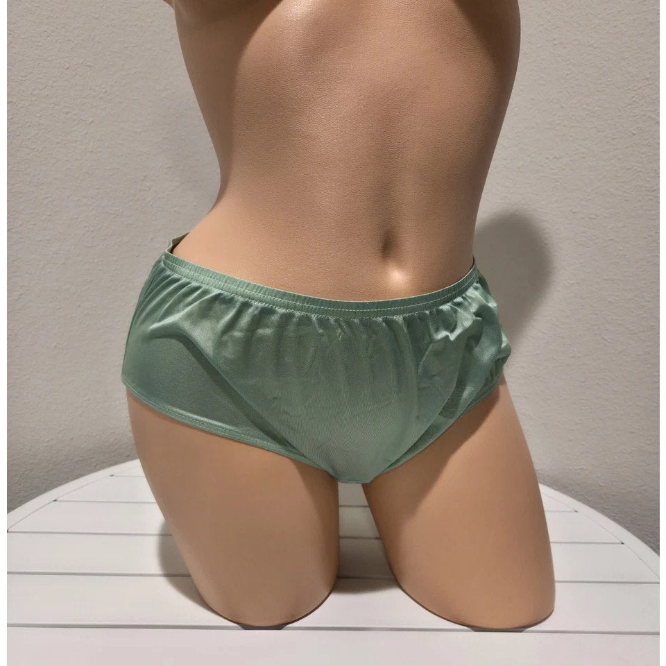 Shadowline 11032 Bikini Panty Shiny Nylon Full Cut Silky Green Popstar
