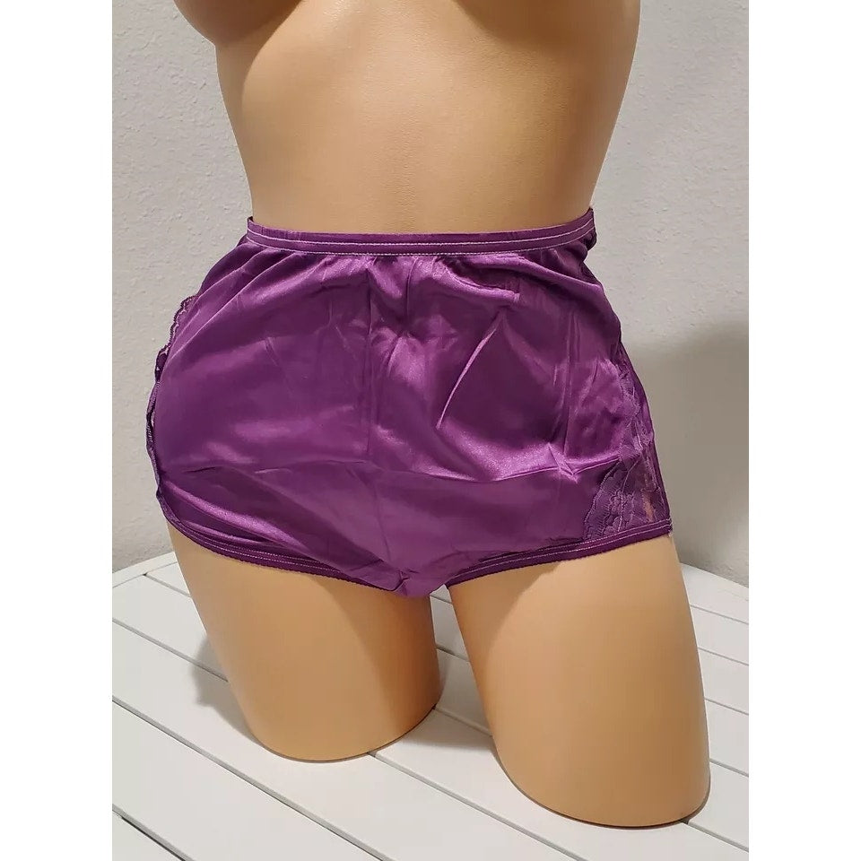 Vanity Fair Lace Nouveau Nylon Full Cut Panty Lace Shiny Queen Purple