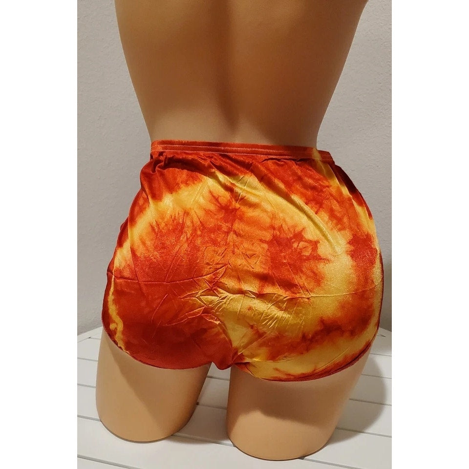 Vanity Fair Lace Nouveau Nylon Full Cut Panty Shiny Yellow Red Rainbow Edge 6/M