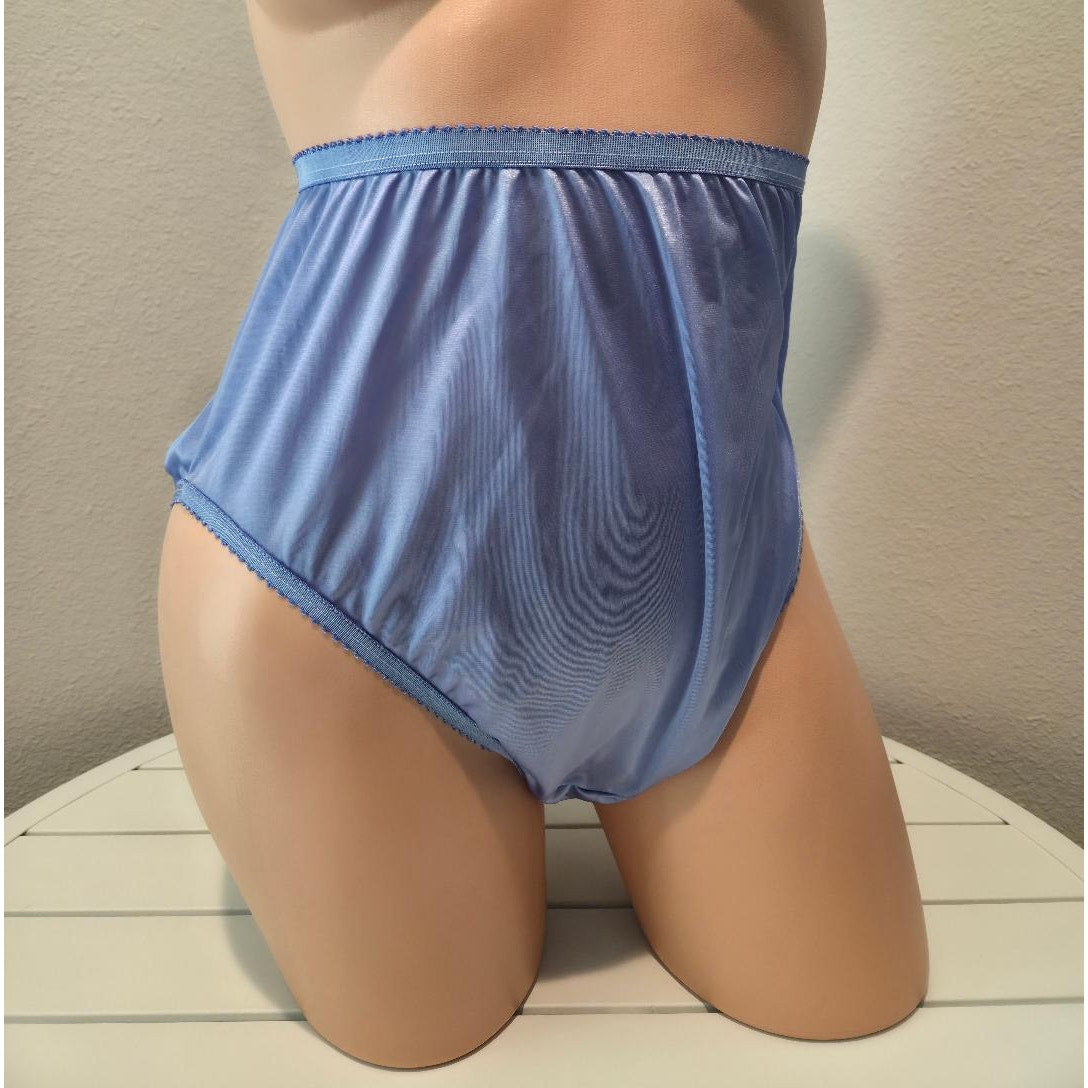 Shadowline 17842 Women's Hi Cut Panty Nylon Brief Full Coverage Maximum Blue