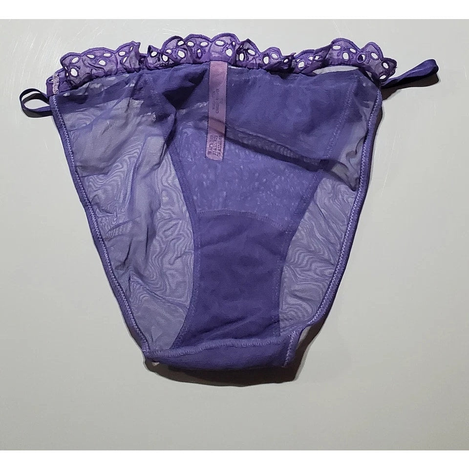 Victoria's Secret Dream Angels String Bikini Panty Sheer Ruffle Purple Jasmine 7