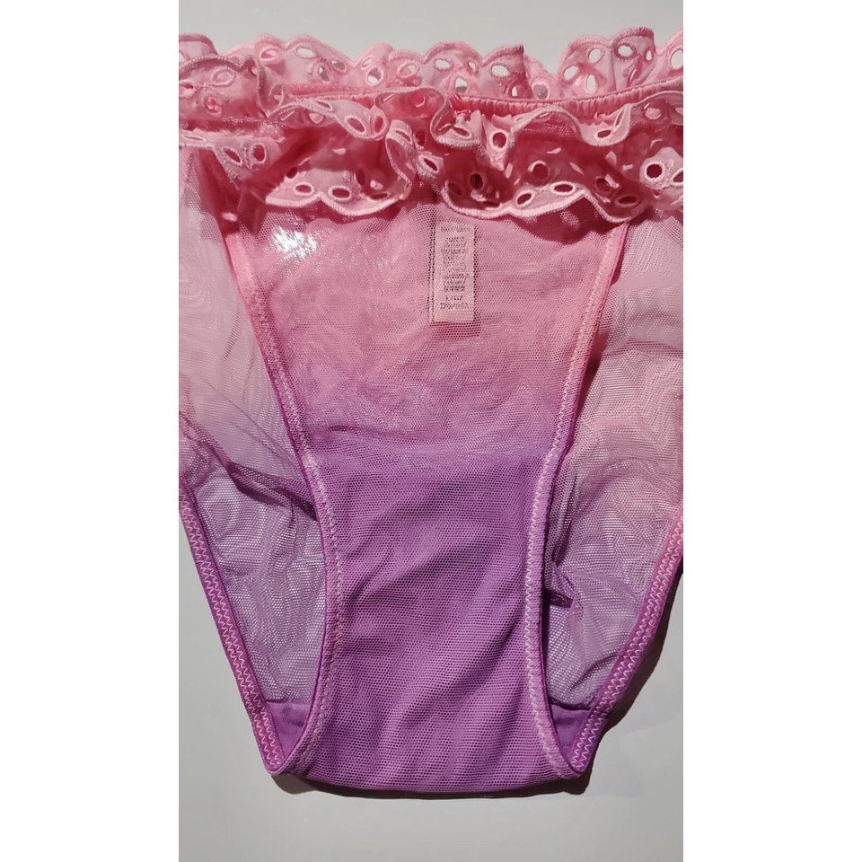 Victoria's Secret Dream Angels String Bikini Sheer Ombre Unicorn Pink Purple 7/L