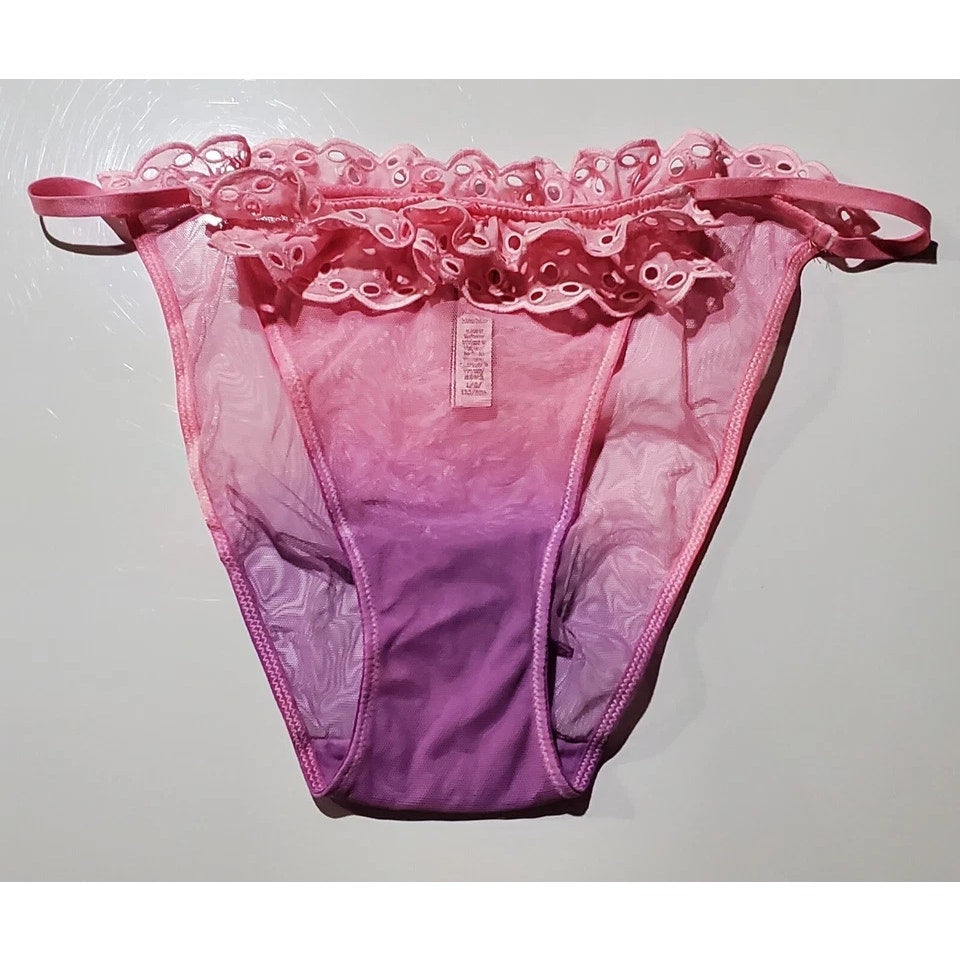 Victoria's Secret Dream Angels String Bikini Sheer Ombre Unicorn Pink Purple 7/L