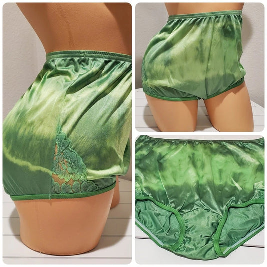 Vanity Fair Lace Nouveau Nylon Full Cut Panty Green Apple On Green Rainbow 8/XL Star Vintage And More LLC