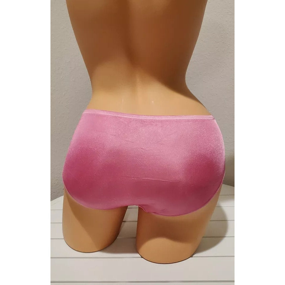 Shadowline 11182 Lace Insets Bikini Panty Shiny Nylon Full Cut Silky Sultry Pink