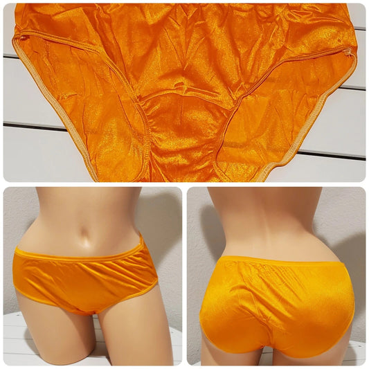 Shadowline 11032 Bikini Panty Shiny Nylon Full Cut Silky Orange Shock - Star Vintage & More Star Vintage And More LLC
