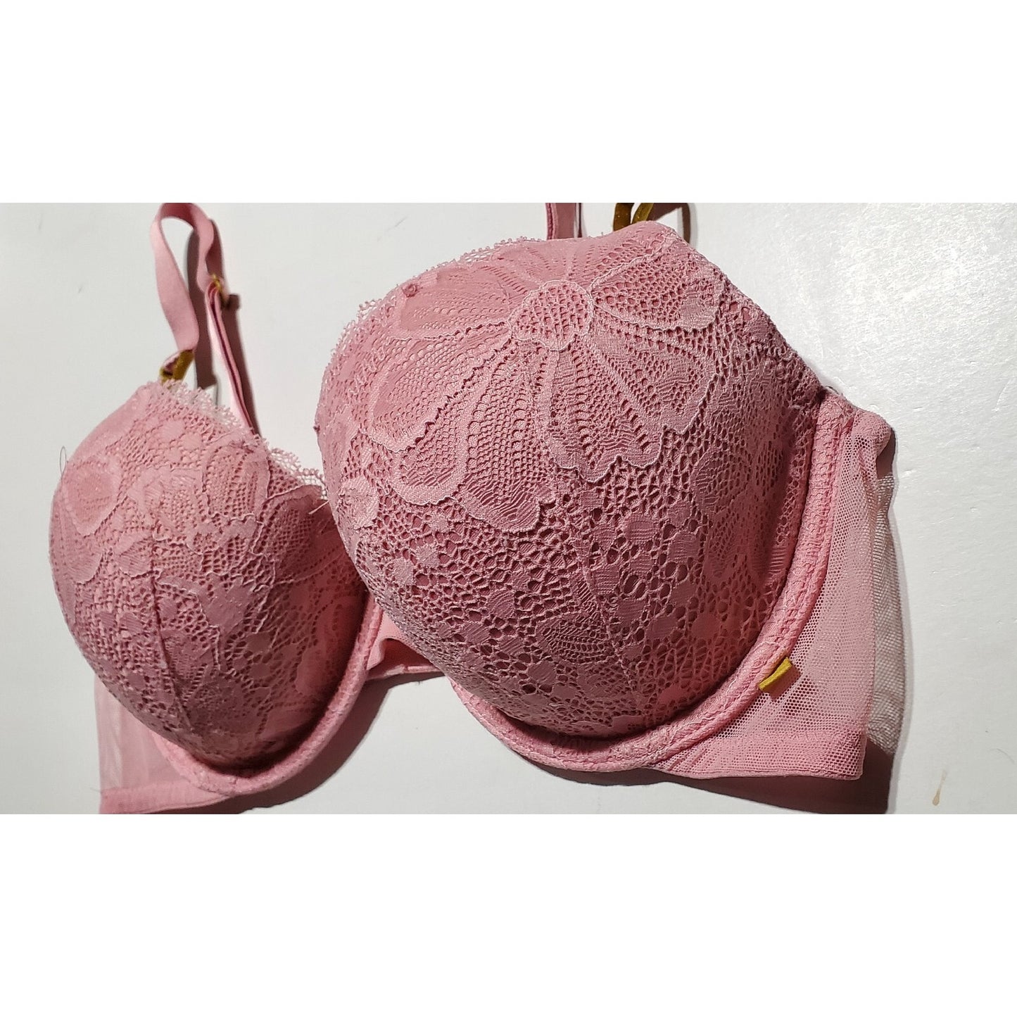 Victoria's Secret Lined Demi Bra Floral Lace Multiway Straps Pink 36C