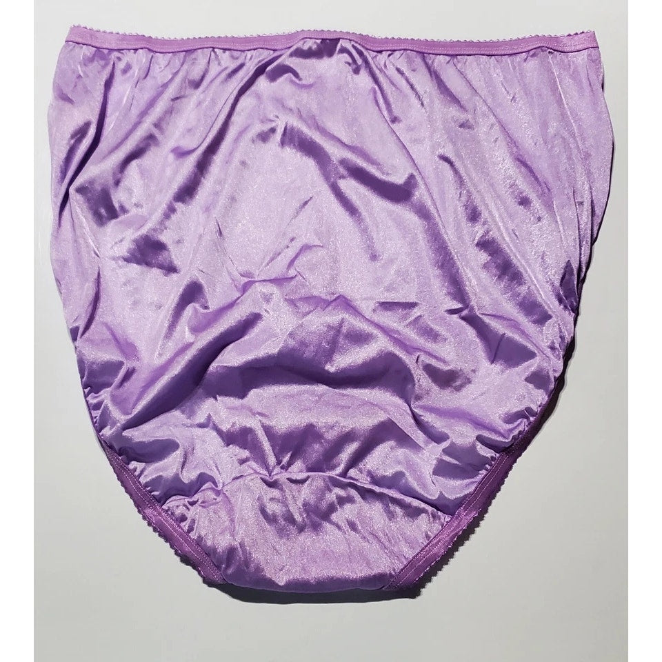 Shadowline 17842 Women's Hi Cut Panty Nylon Brief Full Coverage Purple Foxglove