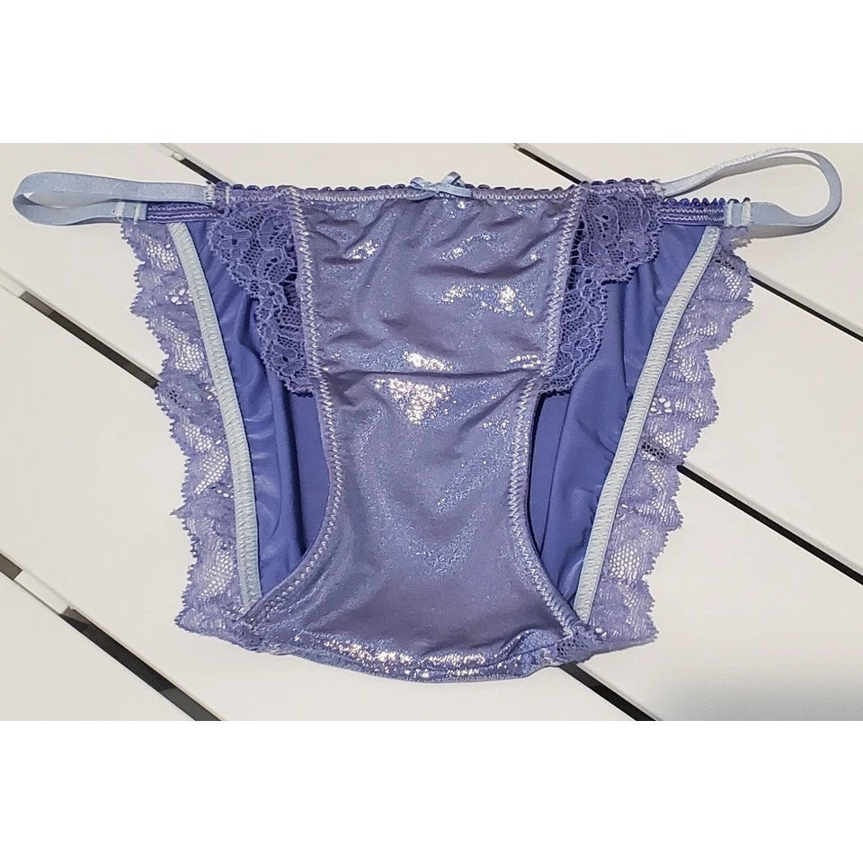 Victoria's Secret Dream Angels String Bikini Panty Shiny Lace Purple Jazz XS