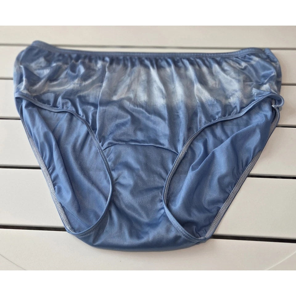 Shadowline 11032 Bikini Panty Shiny Nylon Full Cut Silky Dove Blue Rainbow 10