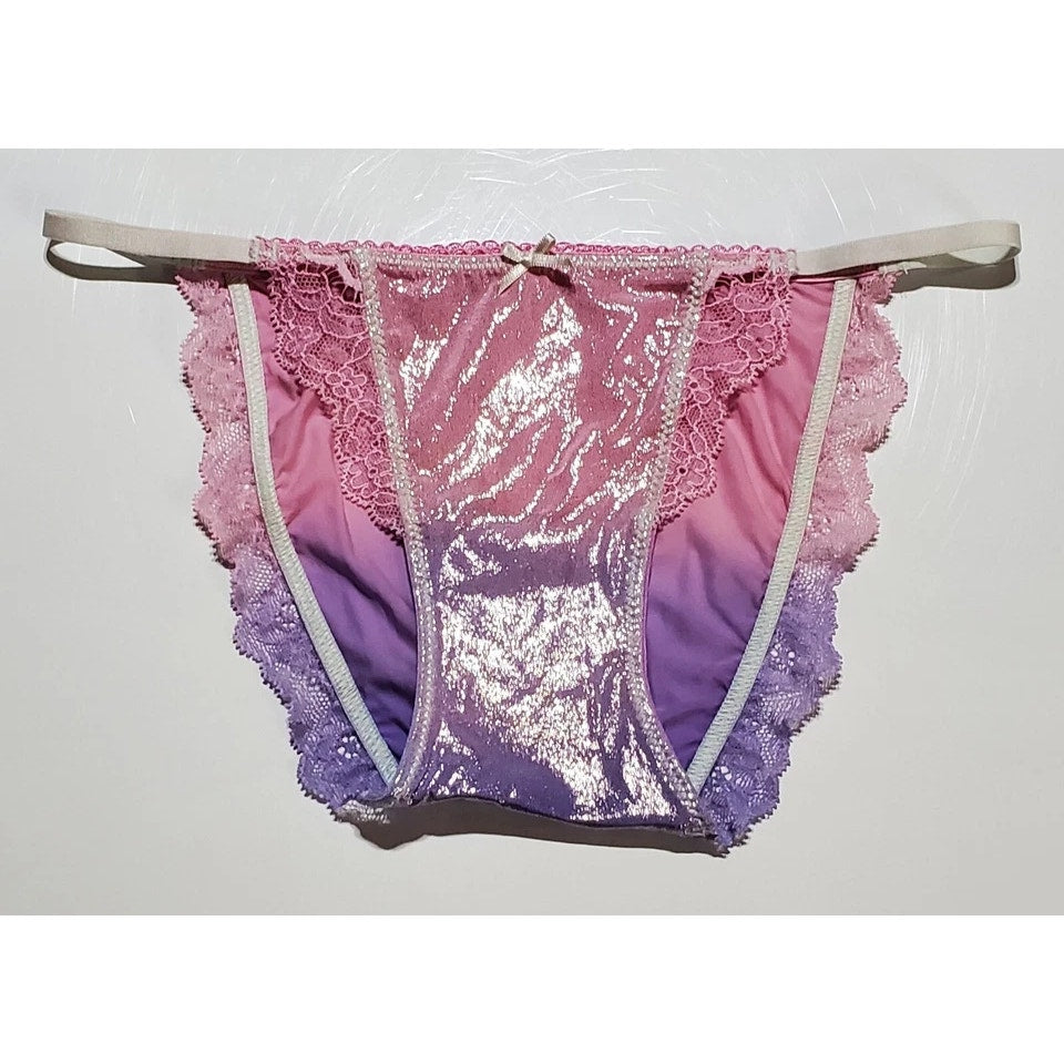 Victoria's Secret Dream Angels String Bikini Panty Shiny Ombre Cotton Candy XS