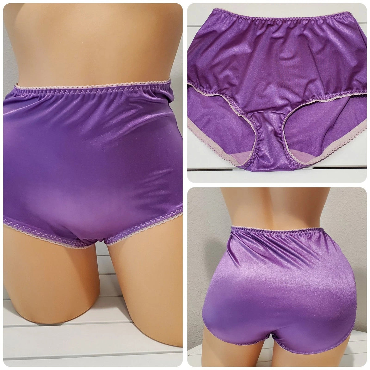 Vanity Fair 40301 Full Coverage Brief Panty Shiny Nylon Purple Heat 7/L