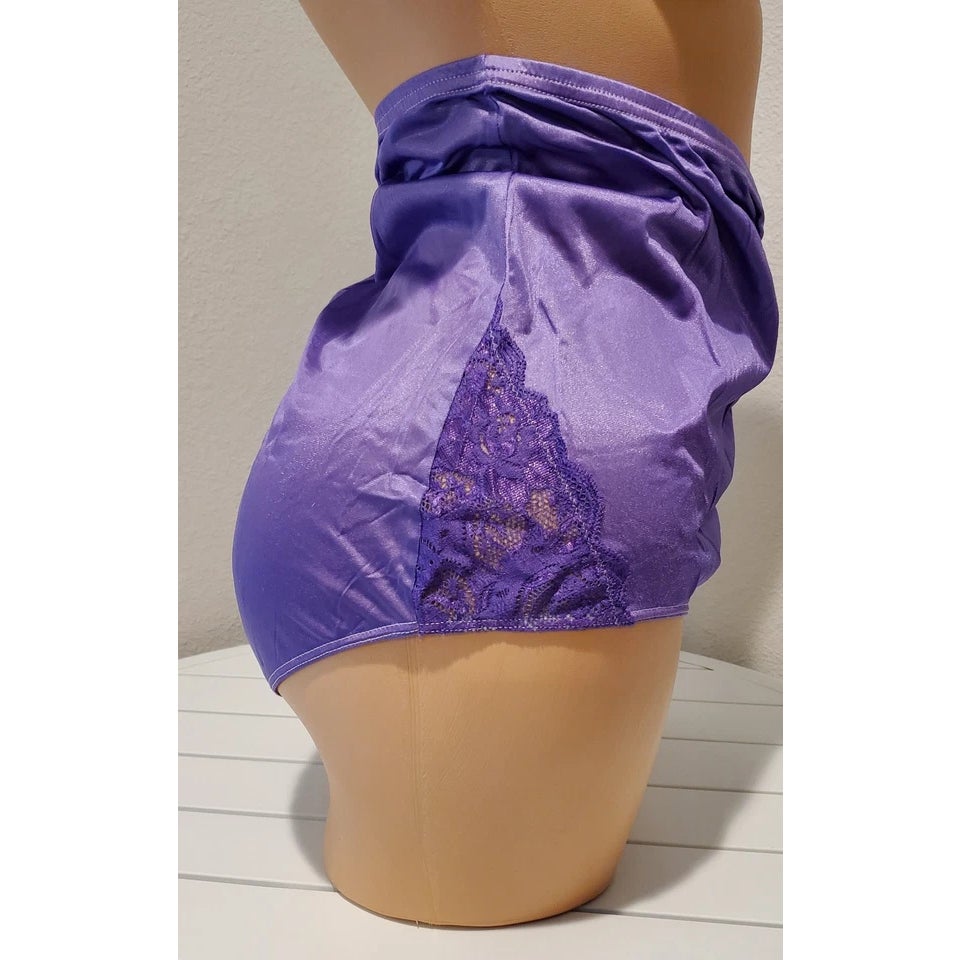 Shadowline 17082 Full Cut Brief Nylon Lace Full Cut Panty Purple Amethyst