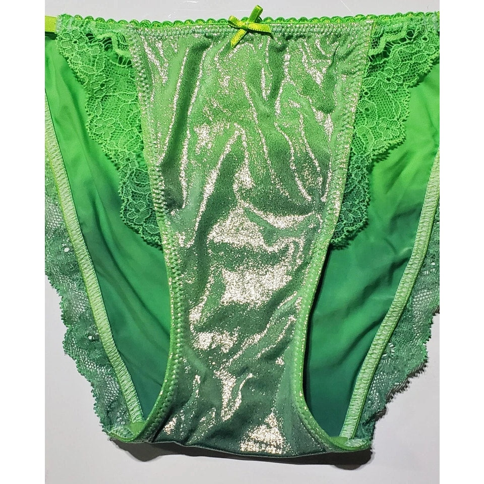 Victoria's Secret Dream Angels String Bikini Panty Shiny Ombre Green Abyss XS