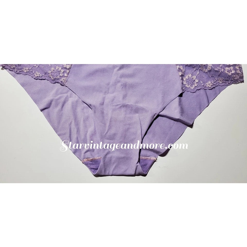 Victoria's Secret Stretch Satin Hiphugger Hipster Panty Lace Inset Purple Haze 9