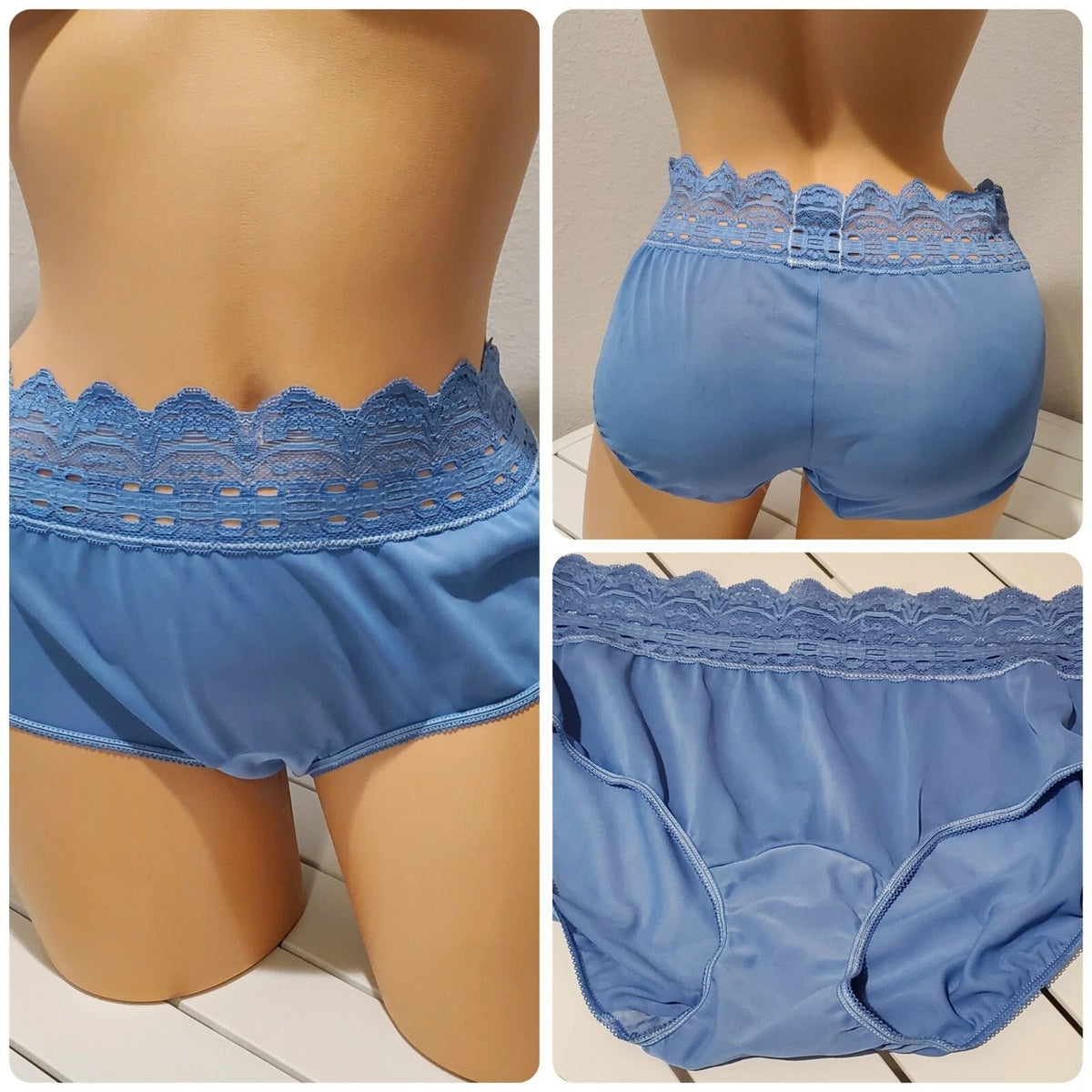 Olga Secret Hug Full Coverage Brief Panty Nylon Silky Blue Horizon