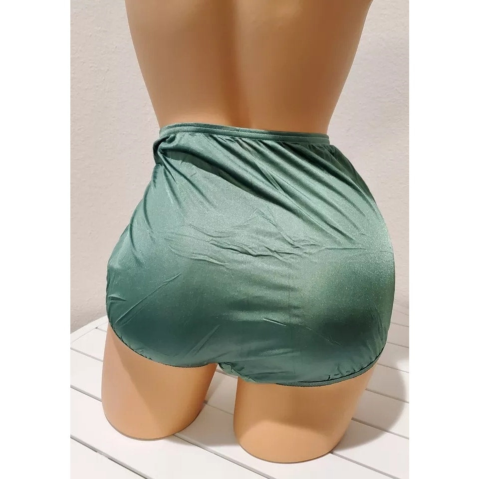 Vanity Fair Lace Nouveau Nylon Full Cut Panty Lace Shiny Kelly Green