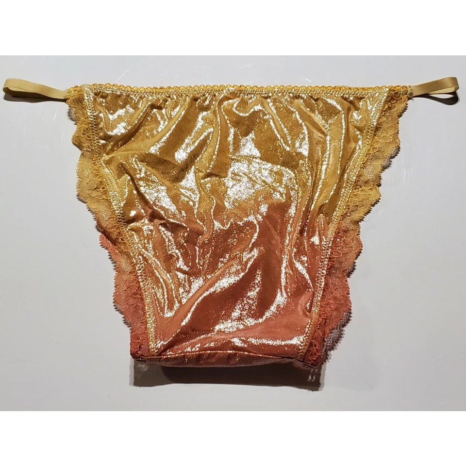 Victoria's Secret Dream Angels String Bikini Panty Shiny Ombre Creamsicle Orange
