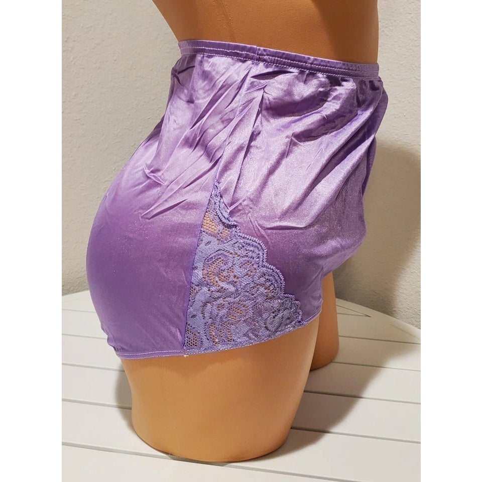 Shadowline 17082 Full Cut Brief Nylon Lace Full Cut Panty Electric Purple 7/L