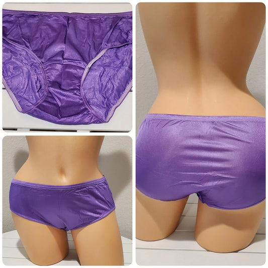 Shadowline 11032 Bikini Panty Shiny Nylon Full Cut Silky Purple Amethyst 6/M - Star Vintage & More Star Vintage And More LLC