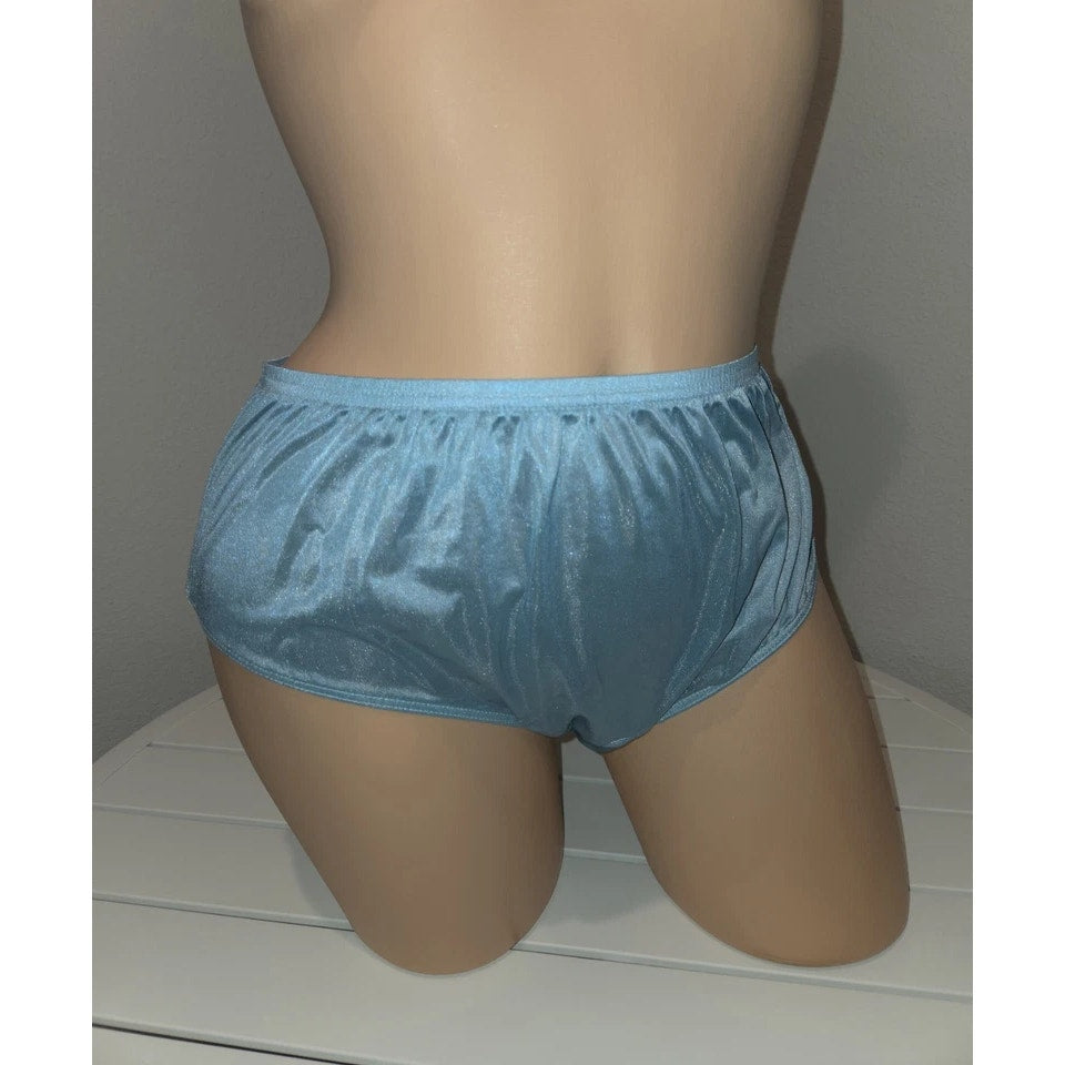 Shadowline 11032 Bikini Panty Shiny Nylon Full Cut Silky Bahama Blue 10/3XL