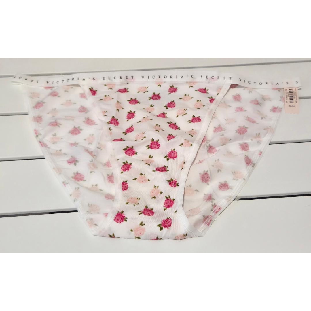 Victoria's Secret Dream Angels String Bikini Panty Cotton Floral Print White