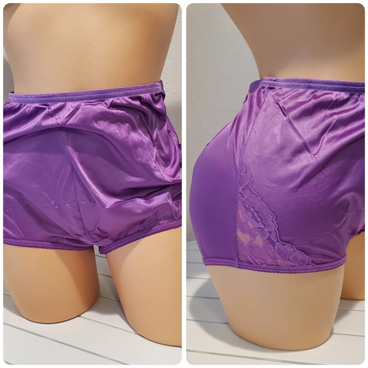 Vanity Fair Lace Nouveau Nylon Full Cut Panty Lace Shiny Wizard Purple 7/L
