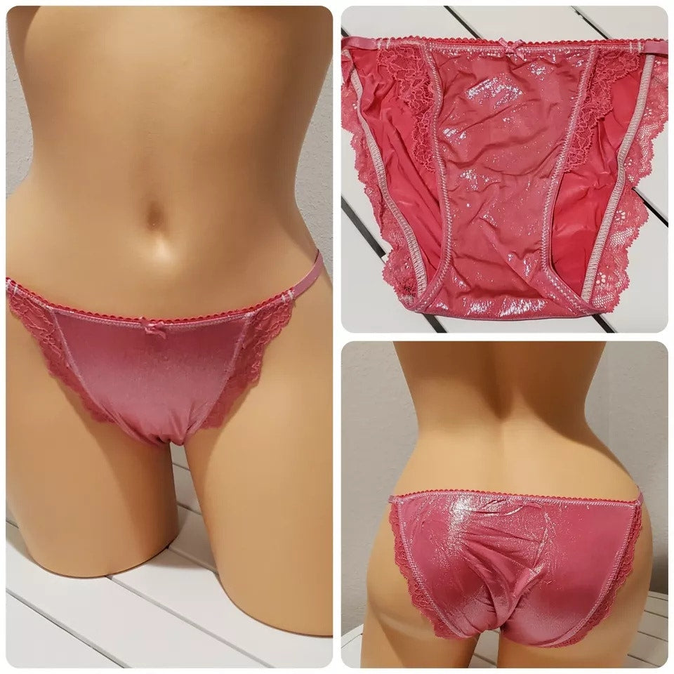 Victoria's Secret Dream Angels String Bikini Panty Shiny Lace Pink Gumdrop XS