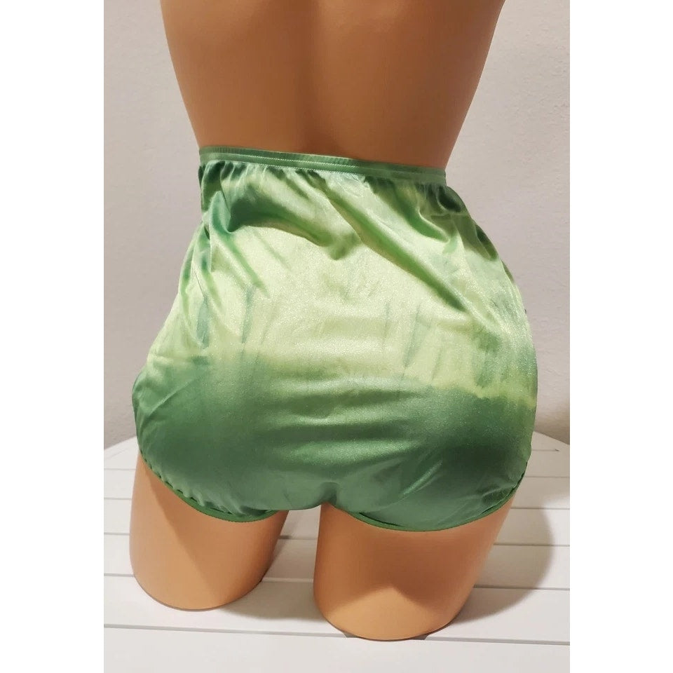 Vanity Fair Lace Nouveau Nylon Full Cut Panty Green Apple On Green Rainbow 8/XL