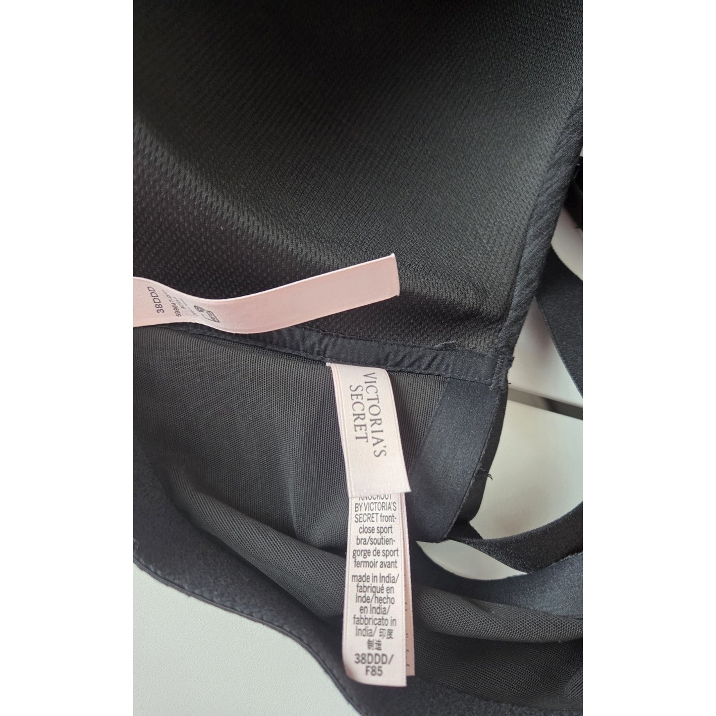 Victoria's Secret Knockout Front-Close Sports Bra Black Marl 38DDD