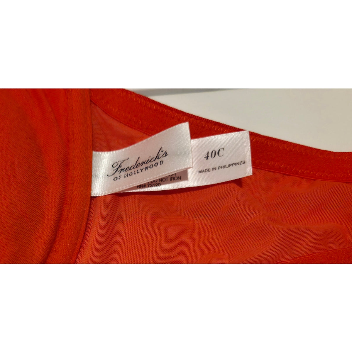 Frederick's of Hollywood Lace Push Up Bra Front Close Racerback Orange 40C