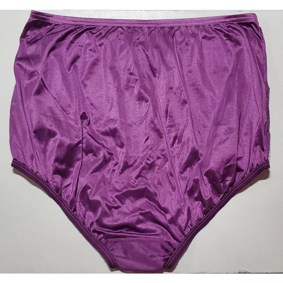 Vanity Fair Lace Nouveau Nylon Full Cut Panty Lace Shiny Queen Purple