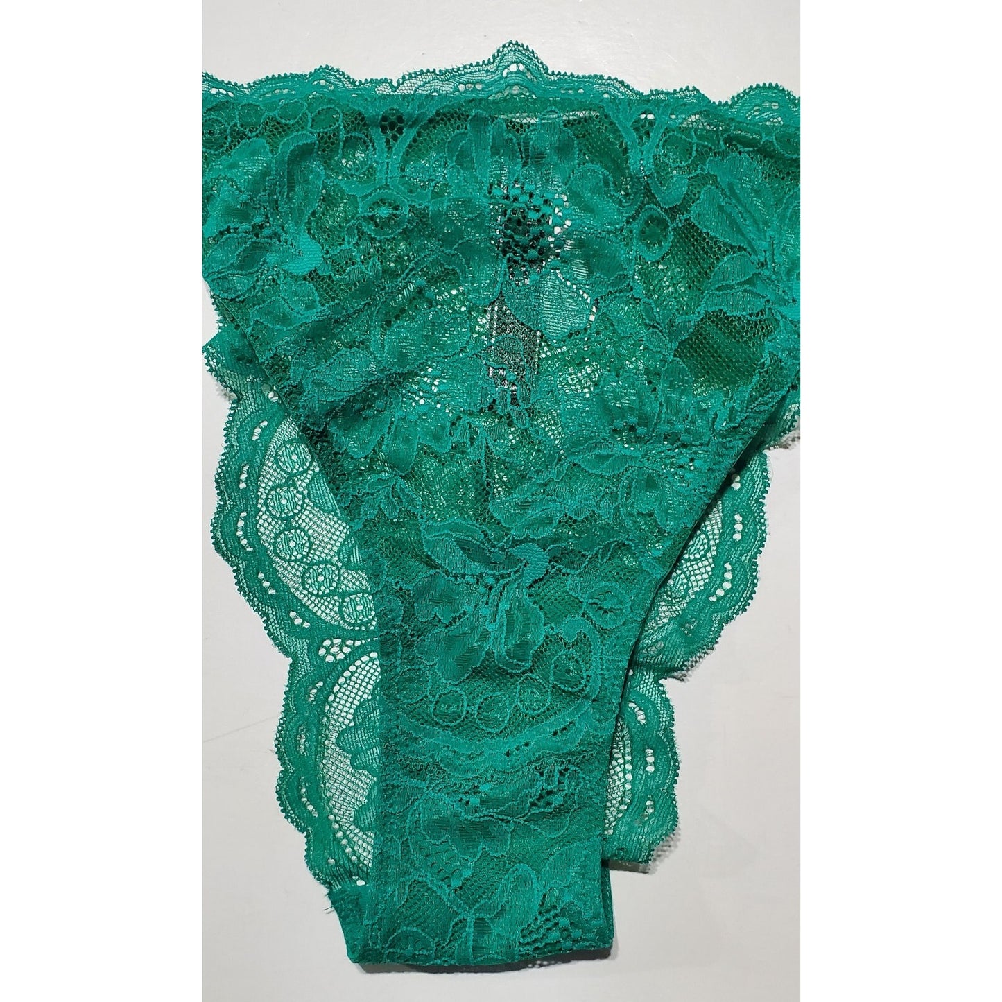Victoria's Secret Shiny Brazilian Panty All Lace Strap Green 8/XL