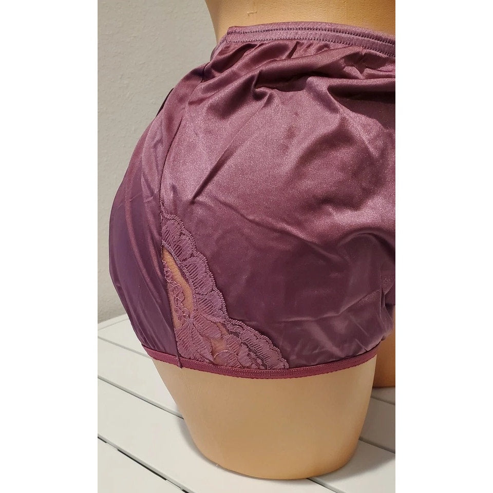 Vanity Fair Lace Nouveau Nylon Full Cut Panty Lace Shiny Purple Night 8/XL